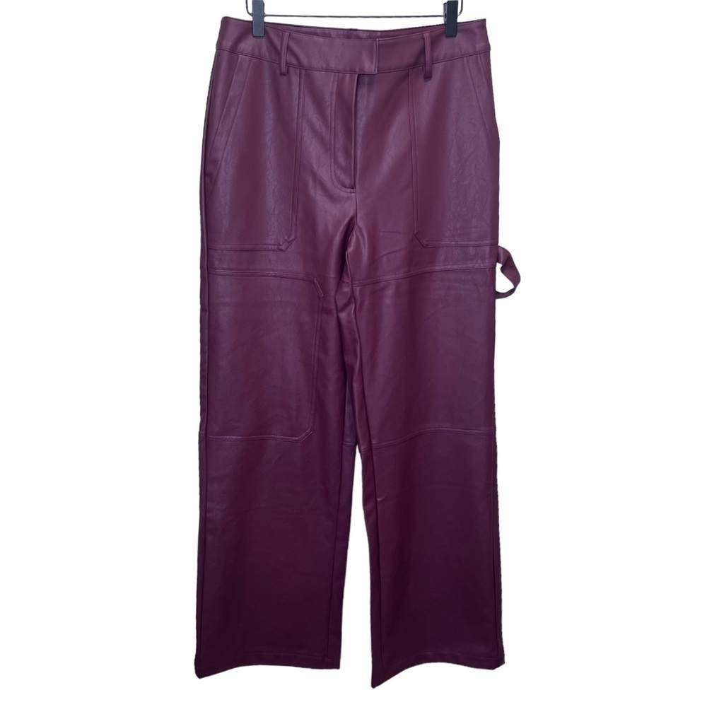Y2K Forever 21 Burgundy Faux Leather Wide Leg Pants Size XL